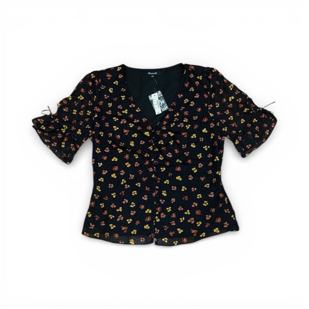 NWT madewell black floral blouse